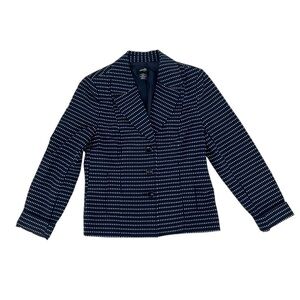 Rafaella Navy Blue White Lined Blazer Size 6 Petite Women's
